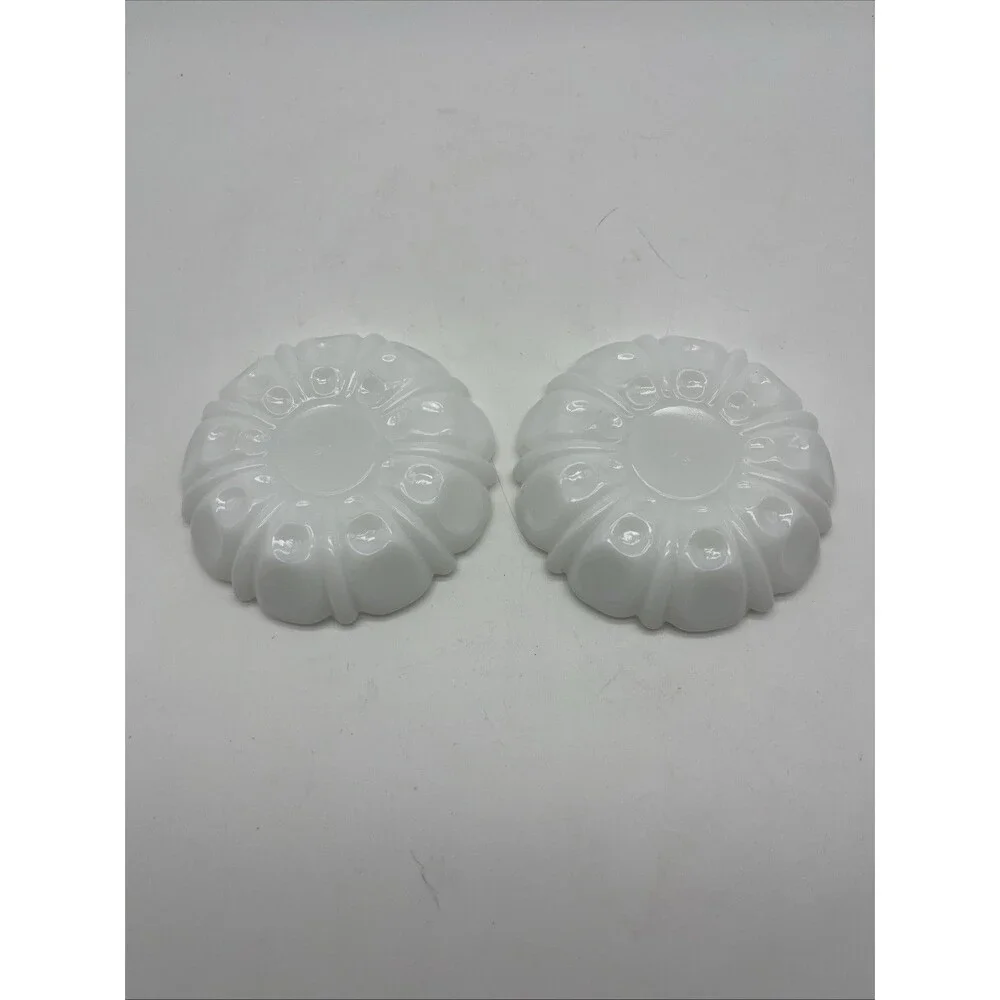 Vintage Anchor Hocking Milk Glass Ashtray Trinket, Set Of 2